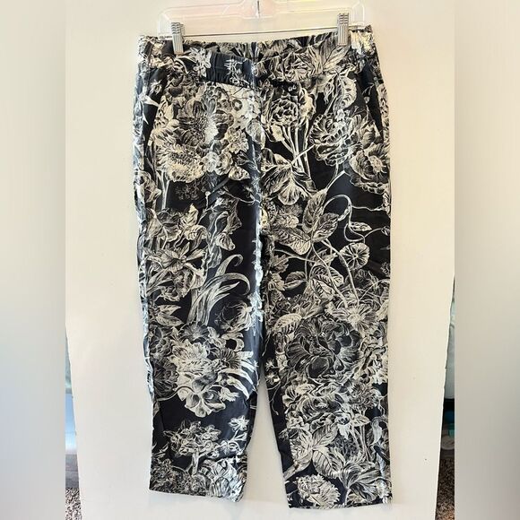 Ann Taylor Loft Womens Elastic Waist Floral Print Pull-On Capri Pants medium - Picture 1 of 10